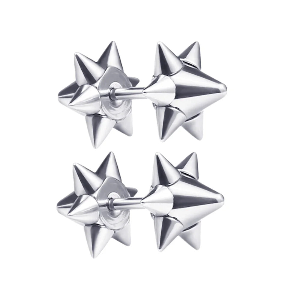 2023 Punk Stainless Surgical Steel Women Men's Stud Earrings Small Gothic Geometry Skeleton Rock Zircon Hip Hop Jewelry Earrings