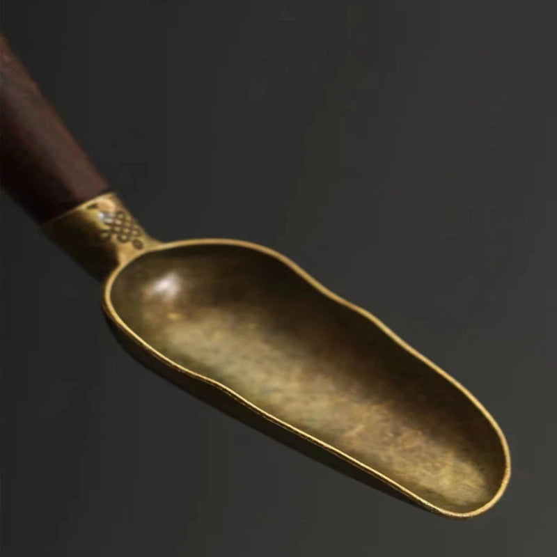 Alloy Ebony Coffee Scoops Tea Spoon Natural Wood Retro Tea Leaves Shovel KongFu Tea Ceremony Accessories Coffee Bean Spoons