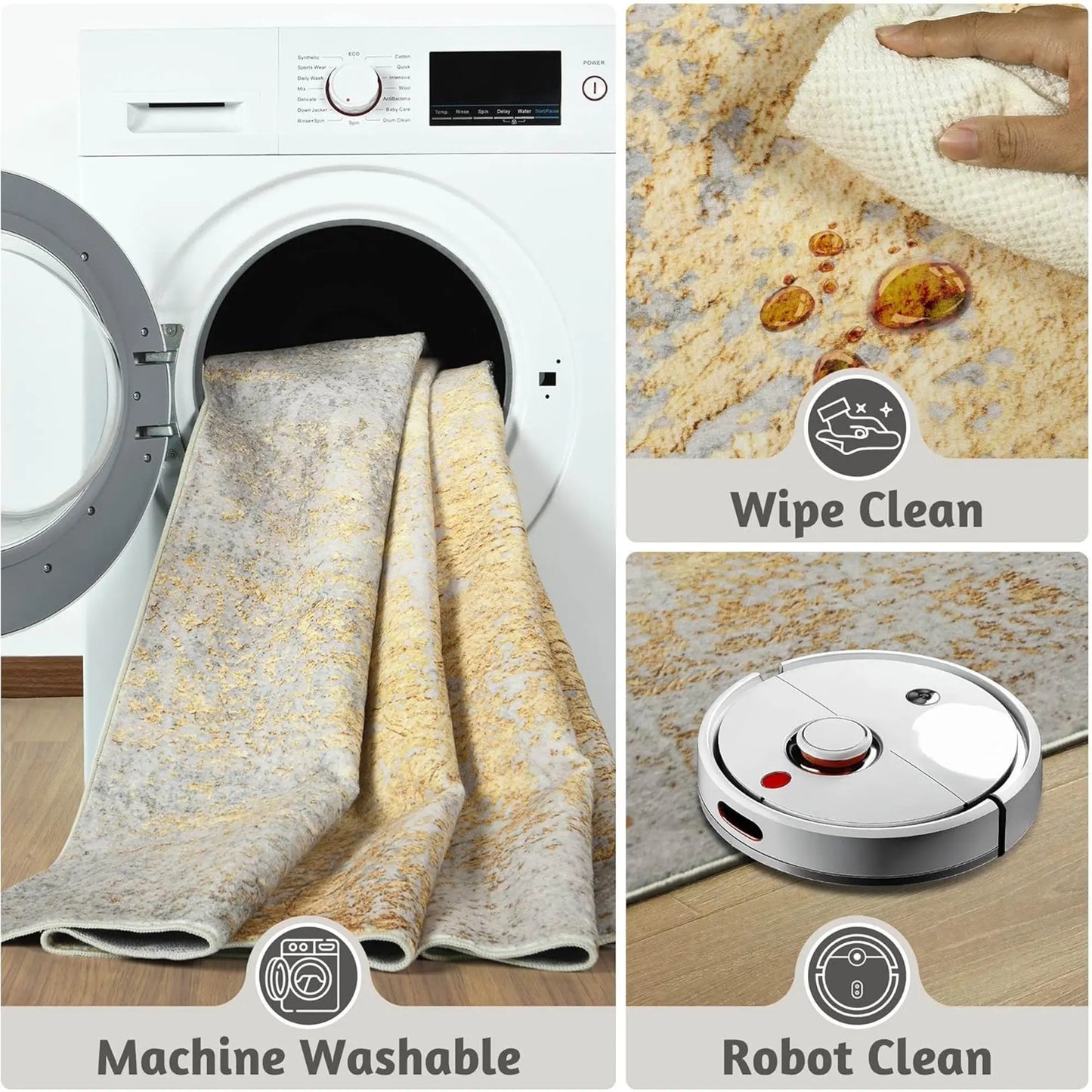 NOAHAS Faux Cashmere Printed Carpet Abstract Collection Rugs Soft Modern Rugs Living Room Bedroom Home Decor Indoor Rugs