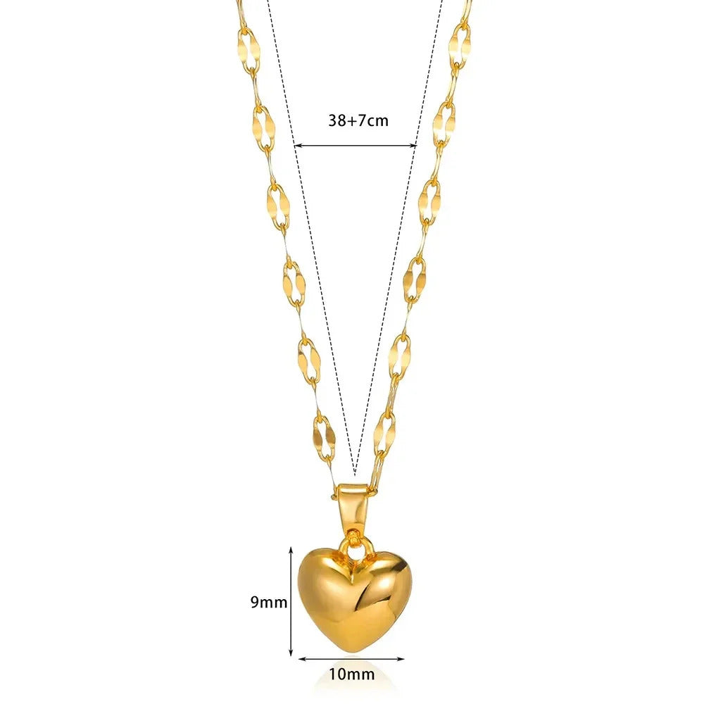 Stainless Steel Love Heart Necklace For Women 2025 New Trendy Lip Chain Simple Luxury Love Pendant Necklace Jewelry Gift