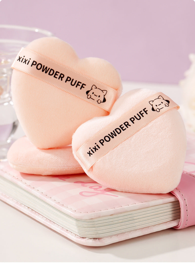 xixi Heart Peach Short Velvet Setting Powder Puff Flocked Soft Non-Powder-Absorbing Makeup Sponge Tool for Studio Use