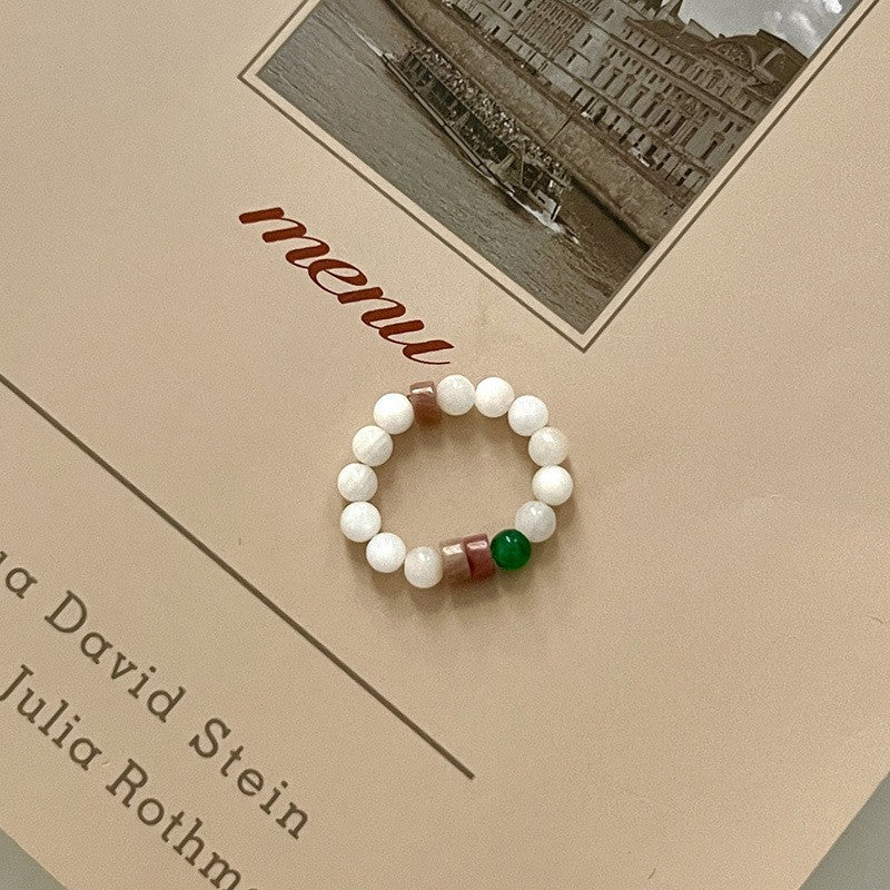 Color Crystal Beaded Ring Niche Design High-grade Finger Ring Light Luxury Elegant All-match Ring Accessories