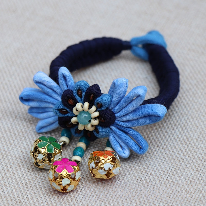 Blue Tie Dye Cloth Bracelet Dali Lijiang Hot Sale Hand-stitched Flower Fabric Bracelet Bracelet