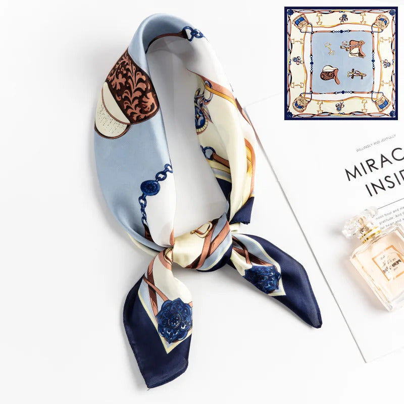 Luxury Popular Stripe Square Silk Scarf Women Headcloth Four Seasons Sunscree Fashion Letter Silk Scarves bandanna foulard