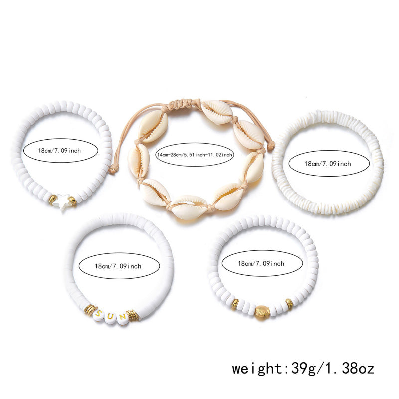 Bohemian Style Beach Vacation Conch Starfish Turtle Seed Bead Bracelet for Women
