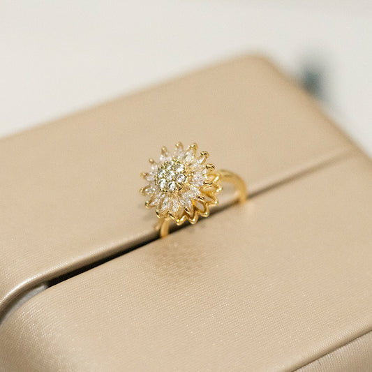 Sunflower Ring ， Rotating Anxiety Relief, Simple and Versatile Sunflower Adjustable Wholesale Ring