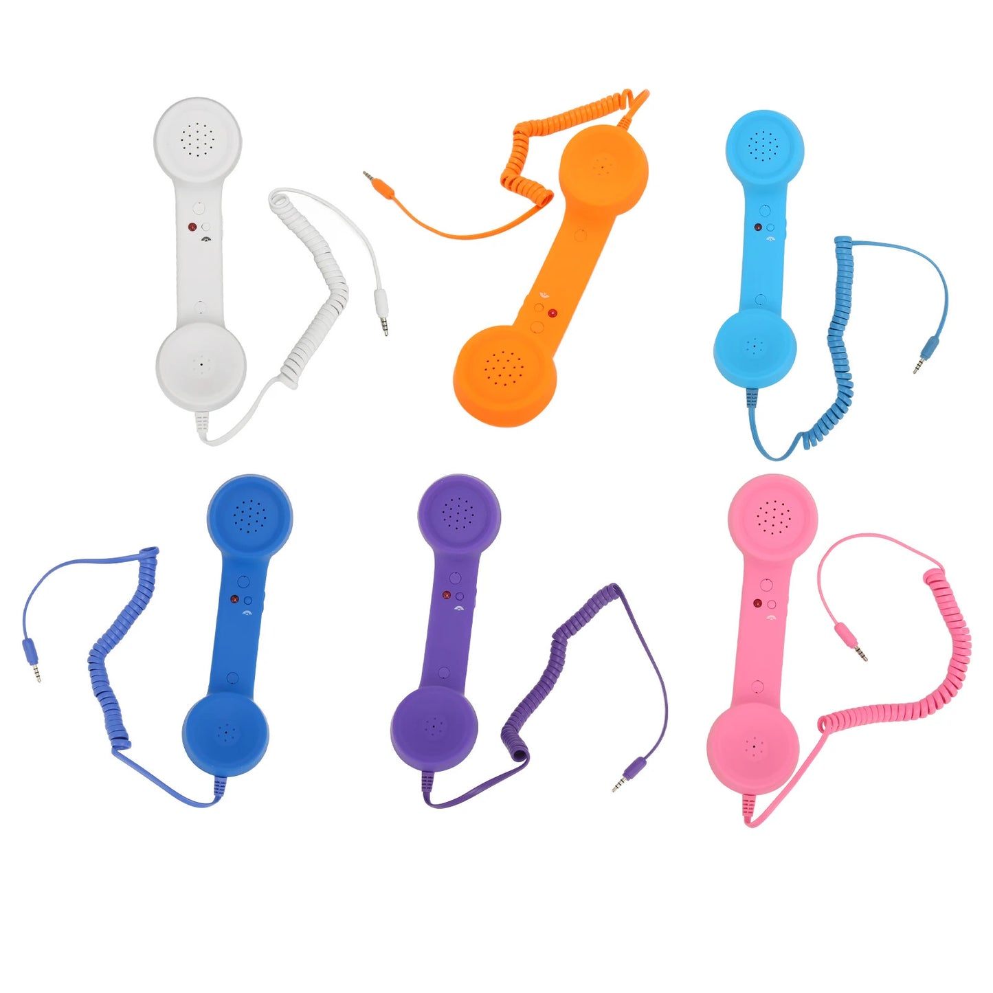 Handheld Phone Receiver Coiled Cord Radiation Proof Cell Phone Handset Clear Sound 3.5mm Plug Adjustable Volume for Smartphone