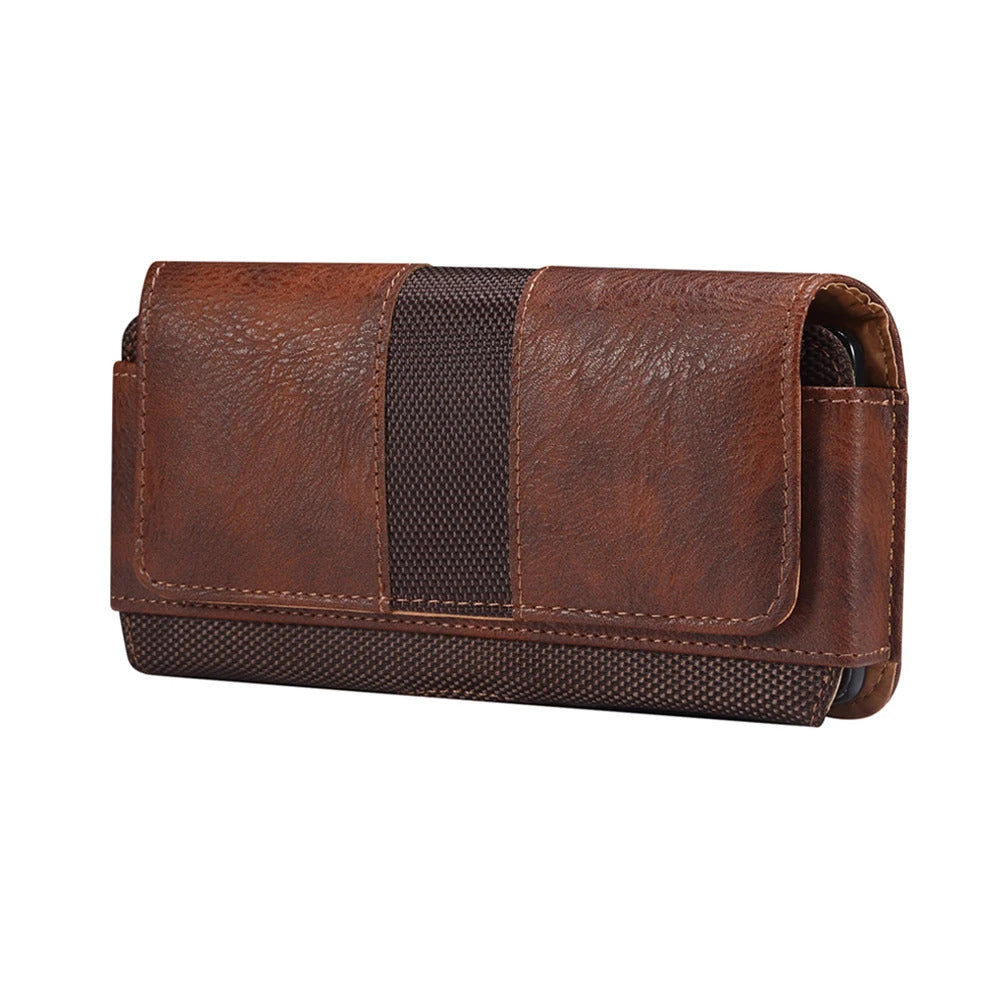 Universal Leather Mobile Phone Waist Bag For iPhone 15 14 13 12 Pro Max Samsung Huawei Xiaomi Men Belt Clip Cover With Card Slot
