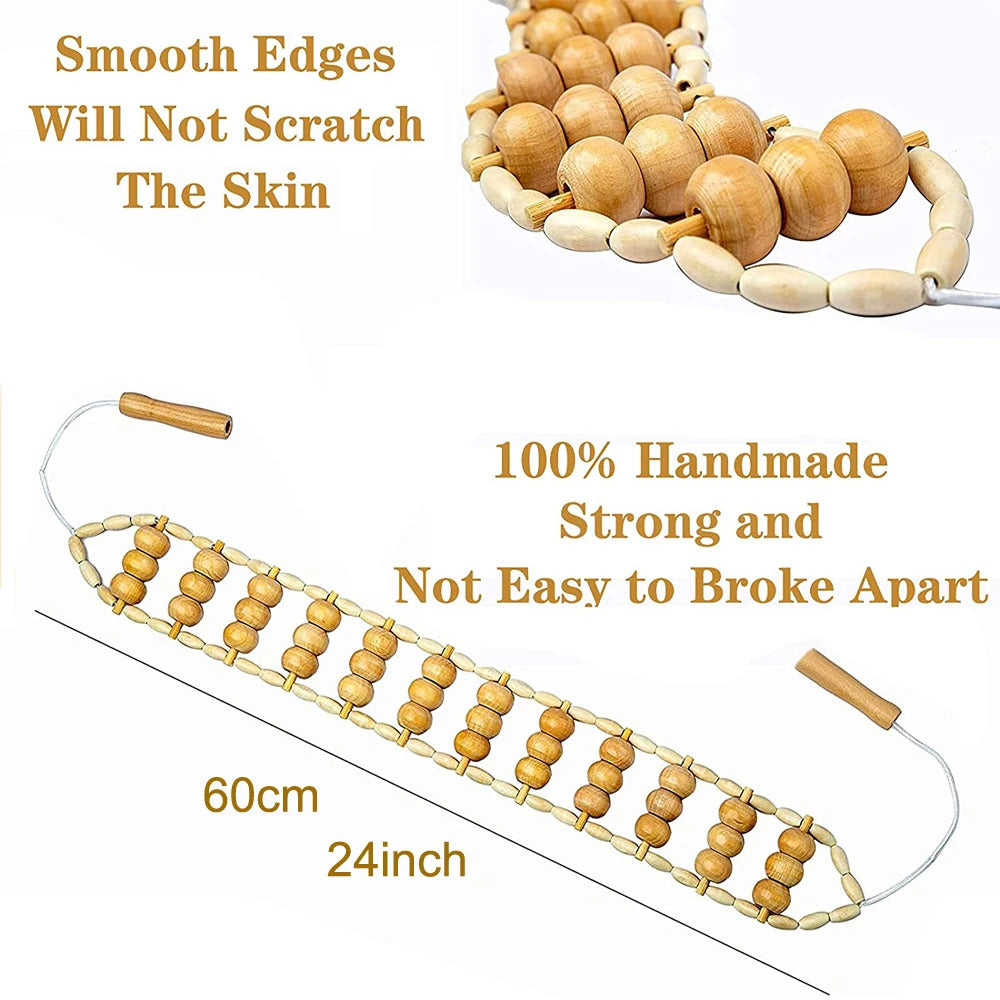 Wood Back Massage Roller Rope, Wood Therapy Cellulite Massage Tools, Self Massage Tools for Neck Leg Back Pain Relief Body Care