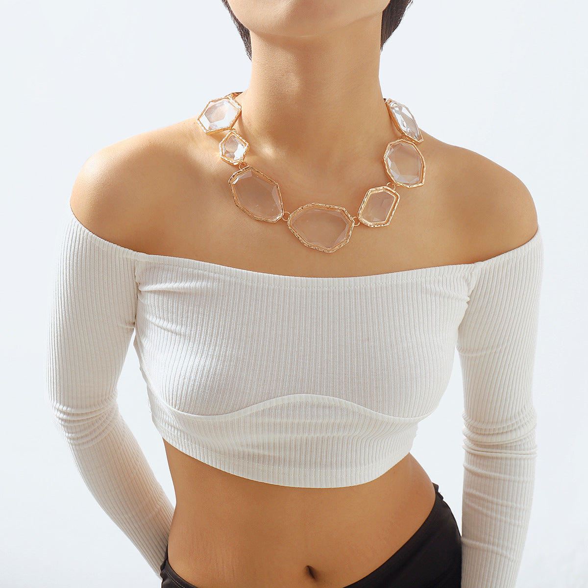 Trendy Accessories ZA Personality Fashion Exaggerated Geometric Resin Colorful Earrings Necklace