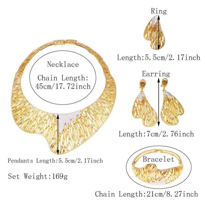 Women Jewelry Set Nigeria Style Italian Round Design Necklace Chian Earrings Bangle Bracelet Ring