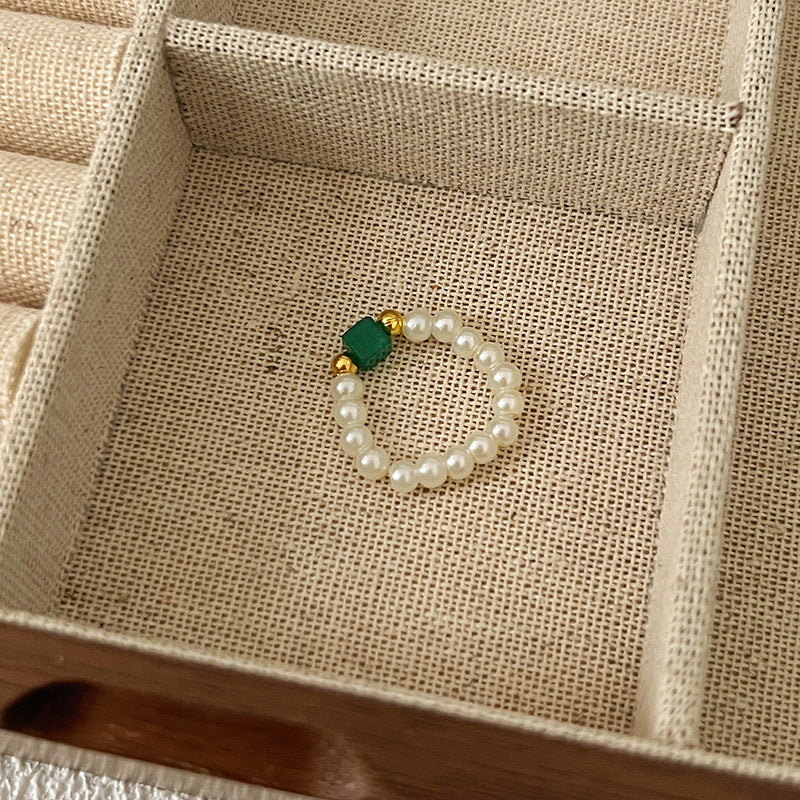 Color Crystal Beaded Ring Niche Design High-grade Finger Ring Light Luxury Elegant All-match Ring Accessories