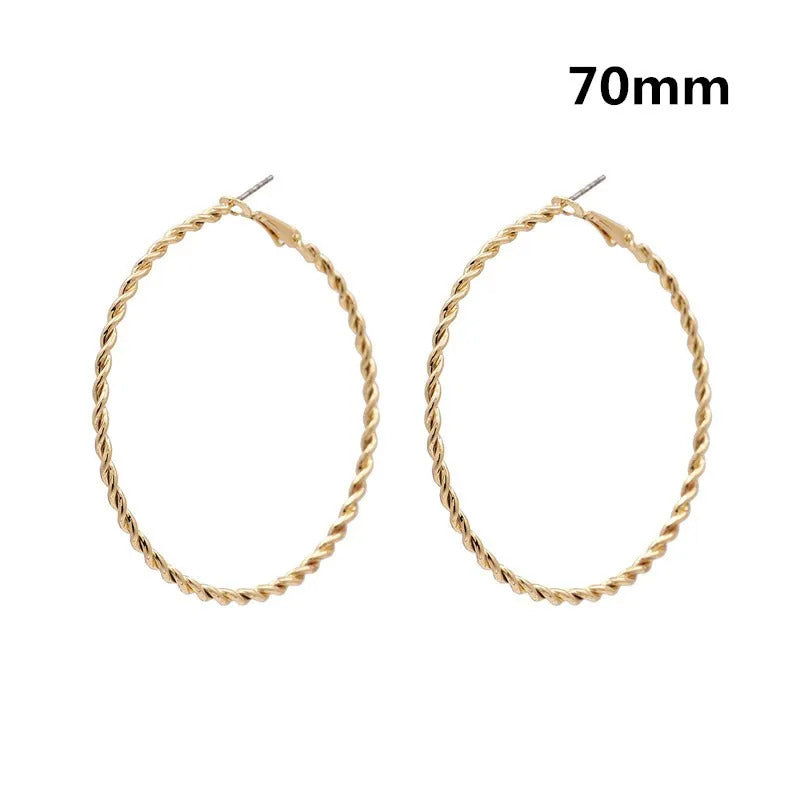 Fashion Large Hoop Earrings 40mm 60mm 80mm Big Smooth Circle Earrings Round Brincos Loop Earrings for Women Jewelry Party Gifts