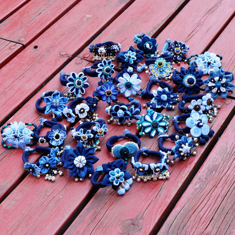Blue Tie Dye Cloth Bracelet Dali Lijiang Hot Sale Hand-stitched Flower Fabric Bracelet Bracelet