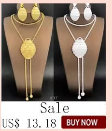 Africal Gold Color Big Jewelry Set Hollow Out Design Necklace Bracelet Earring Ring For Women Bridal Wedding Jewellery Gift