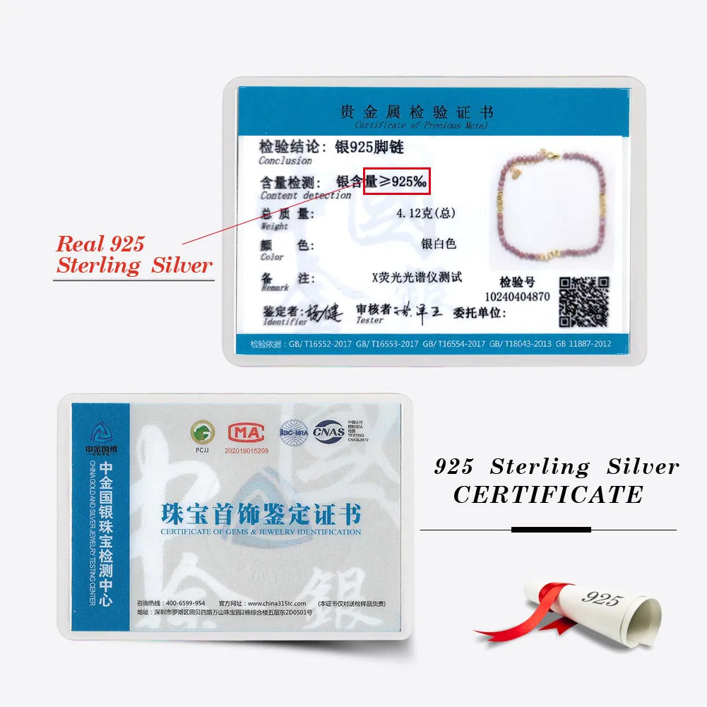 ORSA JEWELS 925 Silver Purple Mica Stone Beads Anklet Light Luxury High Quality Stone Foot Chian Delicate Anklet Jewelry SA90