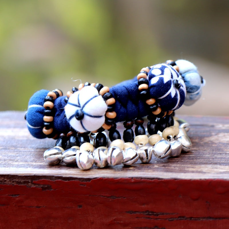 Blue Tie Dye Cloth Bracelet Dali Lijiang Hot Sale Hand-stitched Flower Fabric Bracelet Bracelet