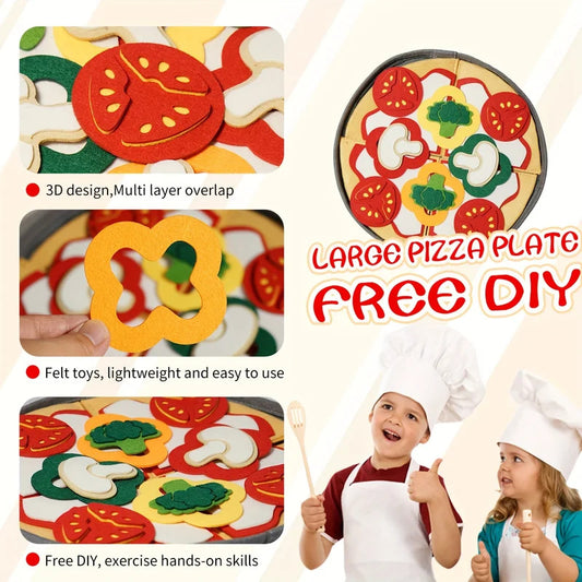 41-Piece/SET Felt Pizza Playset For Kids - Interactive Kitchen Toy Set  For Boys & Girls, Birthday Christmas Gift For Ages 3-6