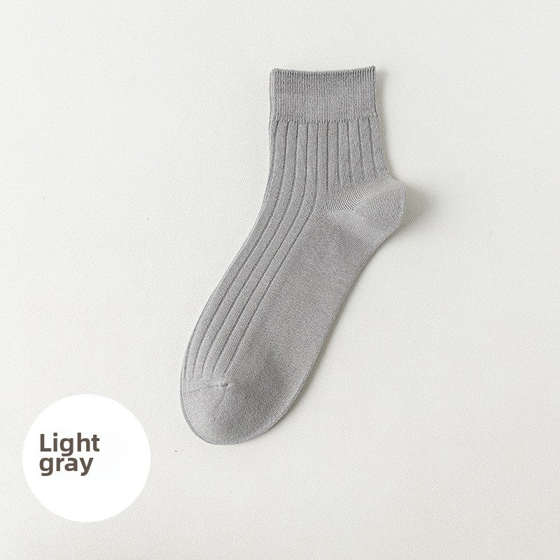 Socks Men's Spring and Summer Thin genuine goods Cotton Double Needle Drawable Mid-Tube Socks Anti-Bacterial Odor Bone-Free Sweat-Absorbing Men's Socks