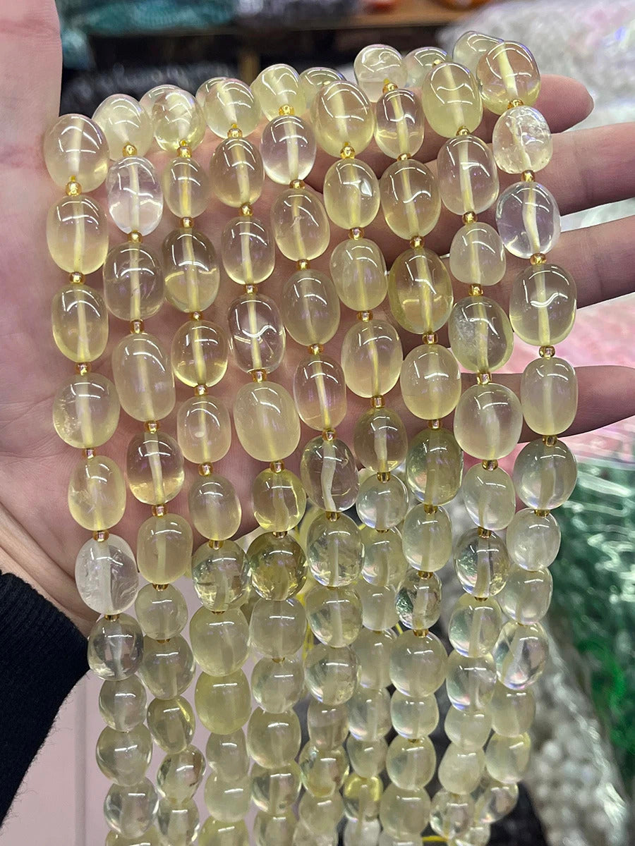 High-Quality Natural Lemon Crystal Conformal Irregular Faceted Loose For Jewelry Making DIY Necklace Bracelet 15''12-15mm