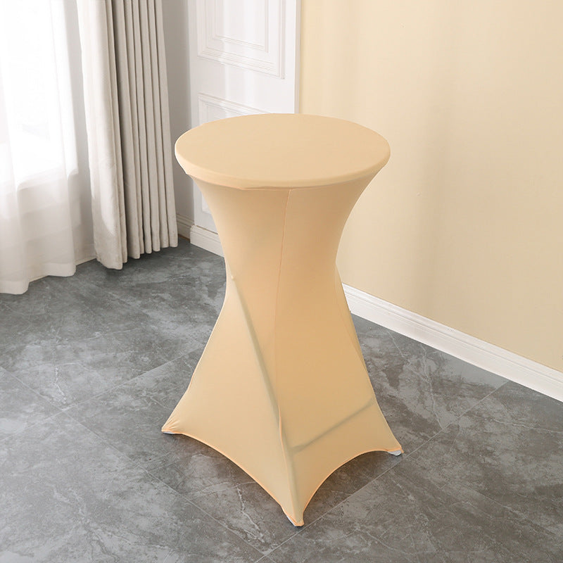 Elastic Table Cover High-End Banquet Wedding Hotel Cocktail Table Cover Table Skirt Table Skirt Cross-Border round High Leg Bar Counter Set