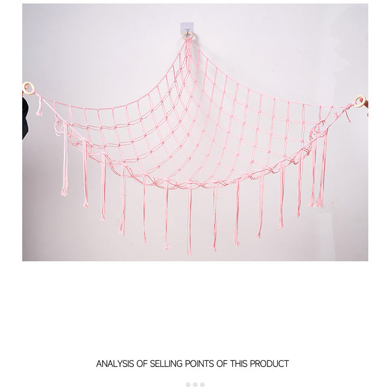 Handwoven Children's Room Corner Toy Storage Hammock Bedroom Decoration Triangle Plush Toy Storage Net