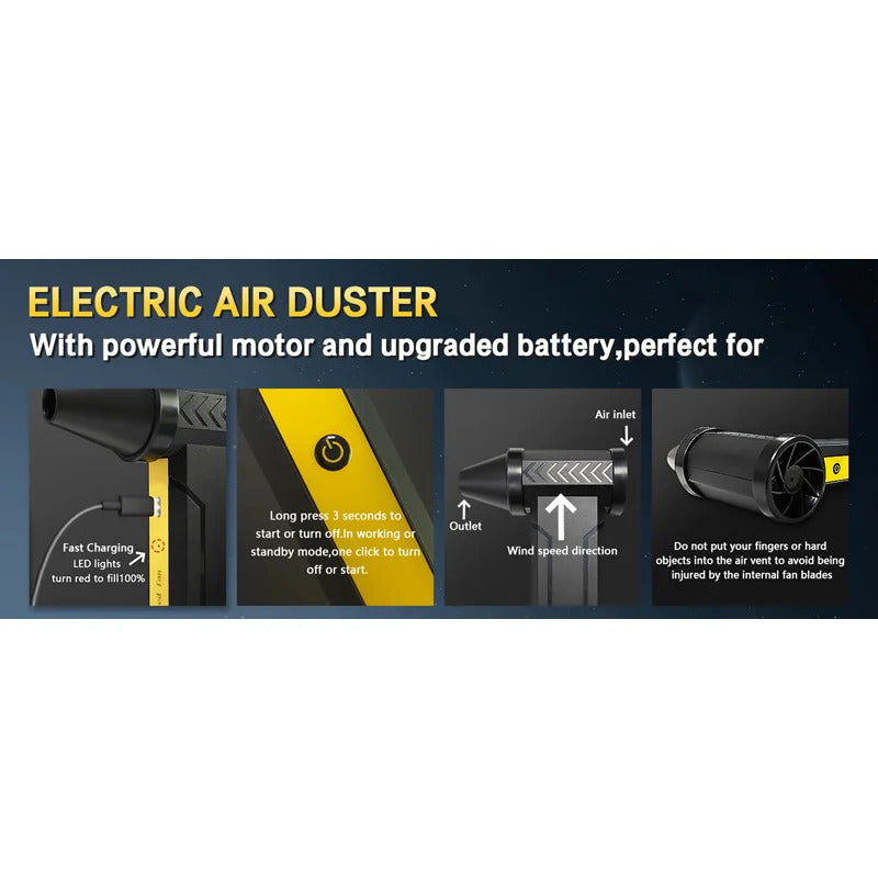 New 360000RPM Electric Air Blower Turbo Jet Fan Brushless Motor High-Speed Turbo Violent Fan USB Charge Powerful Dust Blower