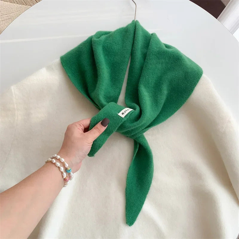 British Korean Triangle Scarf  Niche Wool  Triangular Scarf Women Headscarf Knitted Scarf Multi-functional Warm Knitted Scarf
