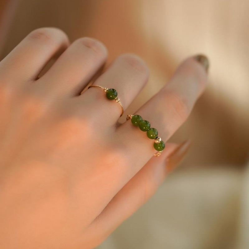 Cool Sensation Emerald Tourmaline Ring for Women, Light Luxury Niche Unique Design, High Aesthetic Retro Index Finger Ring