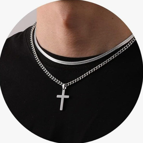 Amazon TK Hot-Selling OT Buckle Square Cross Necklace for Women Copper Plated 14K Gold Paperclip Necklace Yiwu In Stock