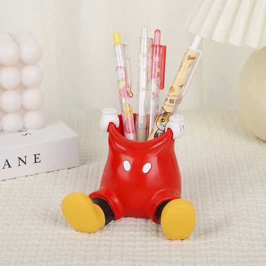 2025 New Disney Mickey Pen Container Phone Holder Cartoon Figure Makeup Stationery Desktop Decoration Student Kid Women Gift