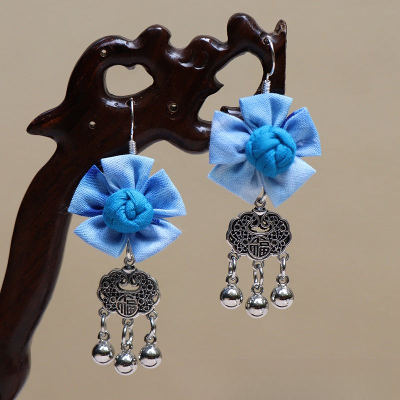 Ethnic style blue tie-dye earrings hand-woven tie-dye earrings travel companion gift