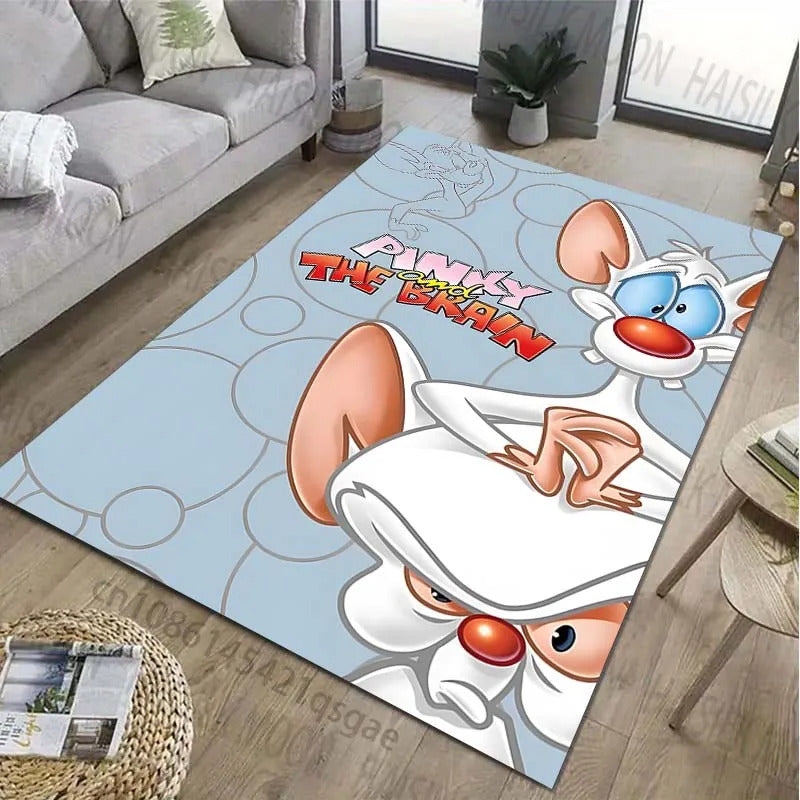 Classic Cartoon Pink The Brain Patter Carpet for Living Room Bedroom Bedside Bathroom Floor Mat Area Rug Sofa Mat Home Decor
