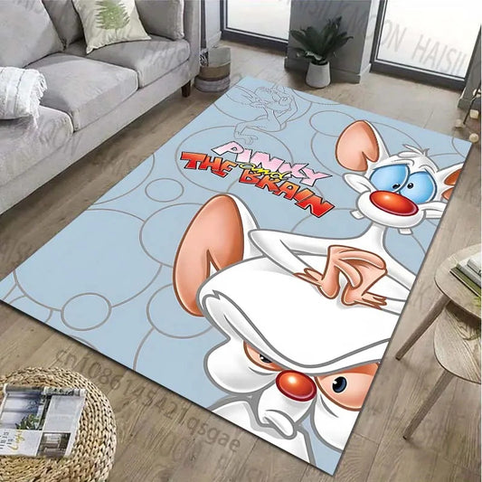 Classic Cartoon Pink The Brain Patter Carpet for Living Room Bedroom Bedside Bathroom Floor Mat Area Rug Sofa Mat Home Decor
