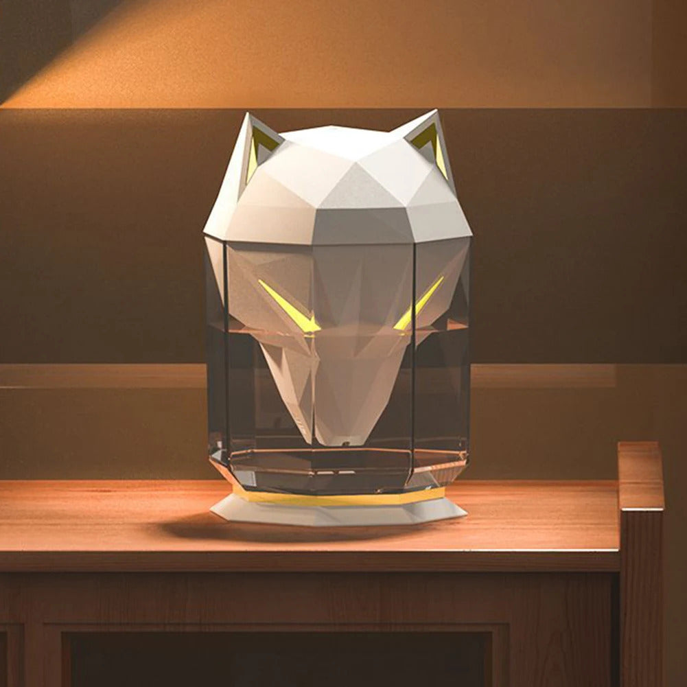 2022 NEW Wolf Head Humidifier 650ml USB Aromatherapy Humidifiers Diffusers with Color Wolf Eye Night Light Air Humidificador