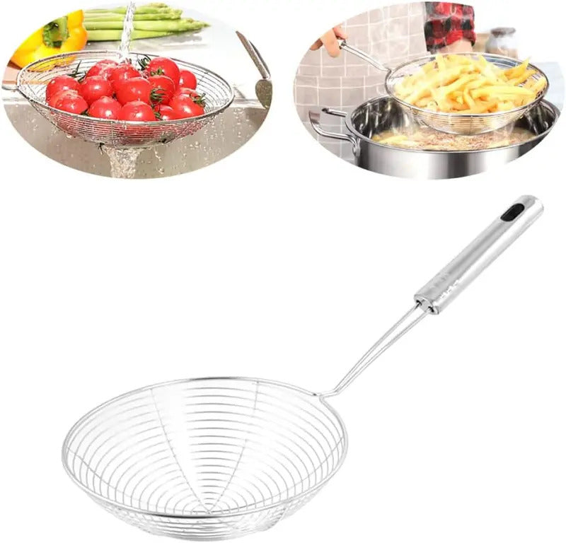 Oval Skimmer Stainless Steel Filter Mesh Oil Pot Food Filter Cookware Colander Fried Filter Kitchen Strainer Baking Cooking Tool