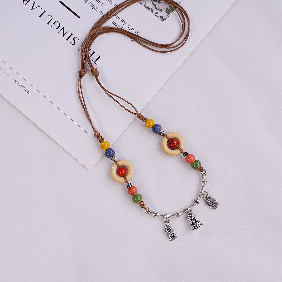 Jingdezhen Ceramic Necklace Women's Light Luxury Niche Autumn and Winter Sweater Necklace
