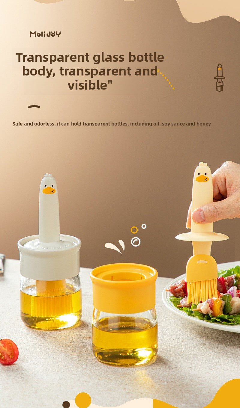 Silicone Oil Brush Household High Temperature Resistant Oil Brush with Bottle Dispensing Oil Pot Outdoor BBQ Oil Brush Integrated Oil Brush Bottle
