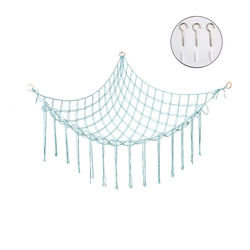 Handwoven Children's Room Corner Toy Storage Hammock Bedroom Decoration Triangle Plush Toy Storage Net