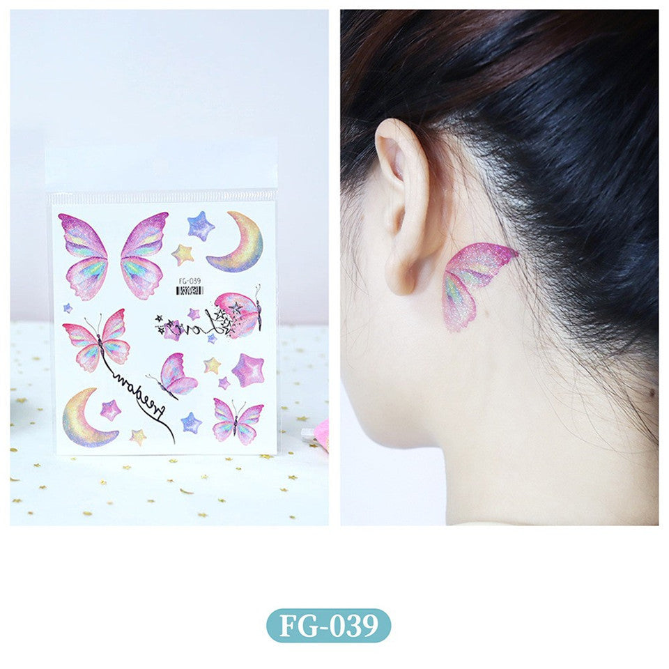 Glitter Gradient Butterfly Wing Tattoo Eye Corner Face Stickers Children's Eye Makeup DIY Stickers Fish Scale Performance Catwalk