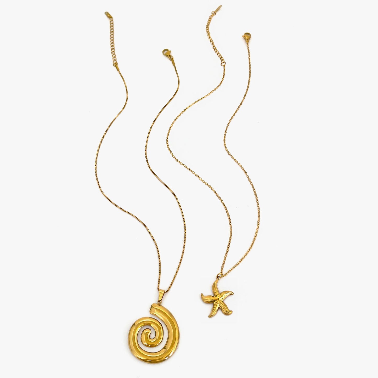 Peri'sbox New Fashion Starfish Hollow Vortex Spiral Pendant Necklace for Women 18K Gold Plated Tarnish Free Jewelry Gifts Summer