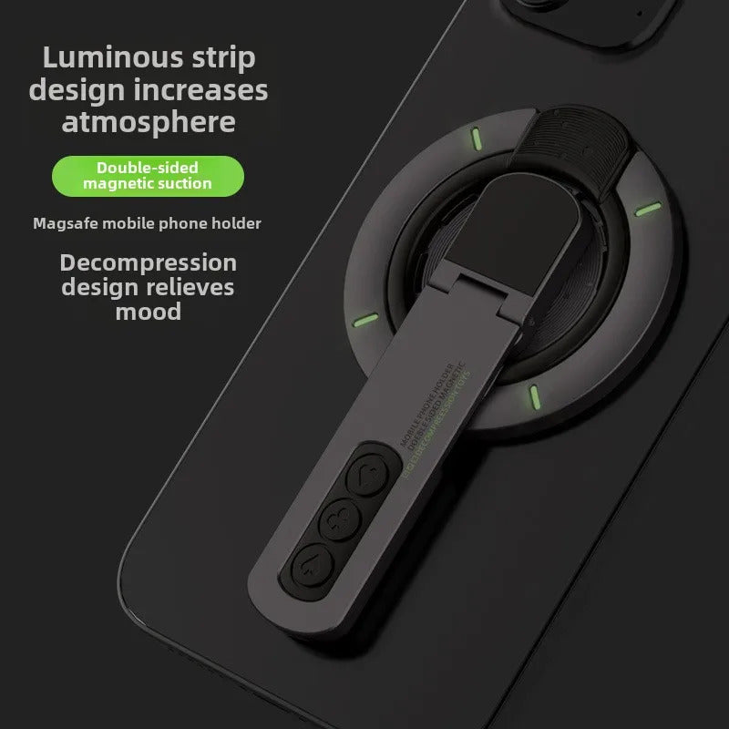 Double-sided Magnetic Luminous Mobile Phone Holder 360° Rotation Decompression Design Zinc Alloy Ultra-thin Portable