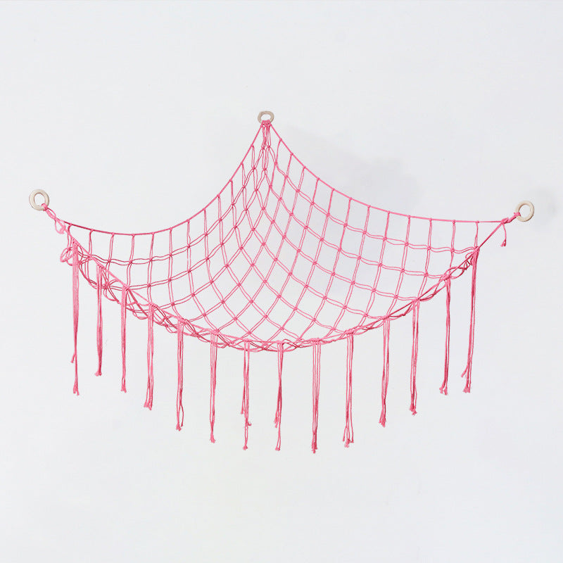 Handwoven Children's Room Corner Toy Storage Hammock Bedroom Decoration Triangle Plush Toy Storage Net