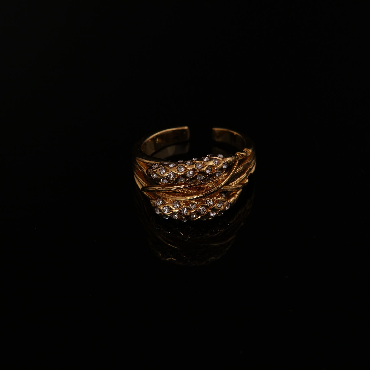 Fashion Light Luxury Niche Qingdao Factory Wholesale Copper Plated Bright Gold Wheat Ear Diamond Ring
