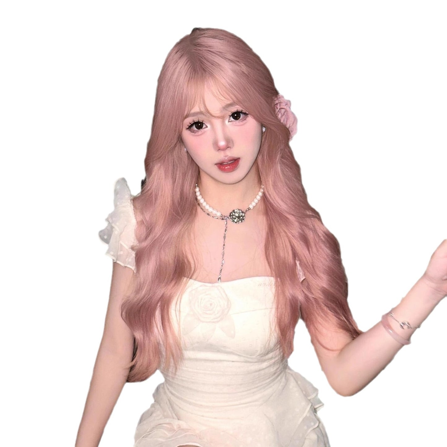 Pink Wig for Women Long Hair Natural Realistic Full Wig Lolita Long Curly Hair Big Waves Fashion Sweet Wig