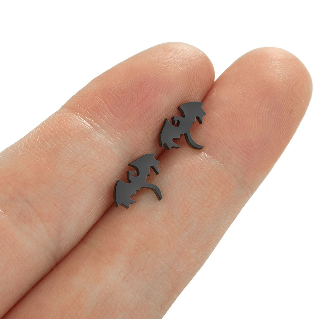 Punk Men Black Western Dragon Ear Stud Trend Stainless Steel Earrings for Women Personalize Rock Set Hip Hop Streetwear Jewelry