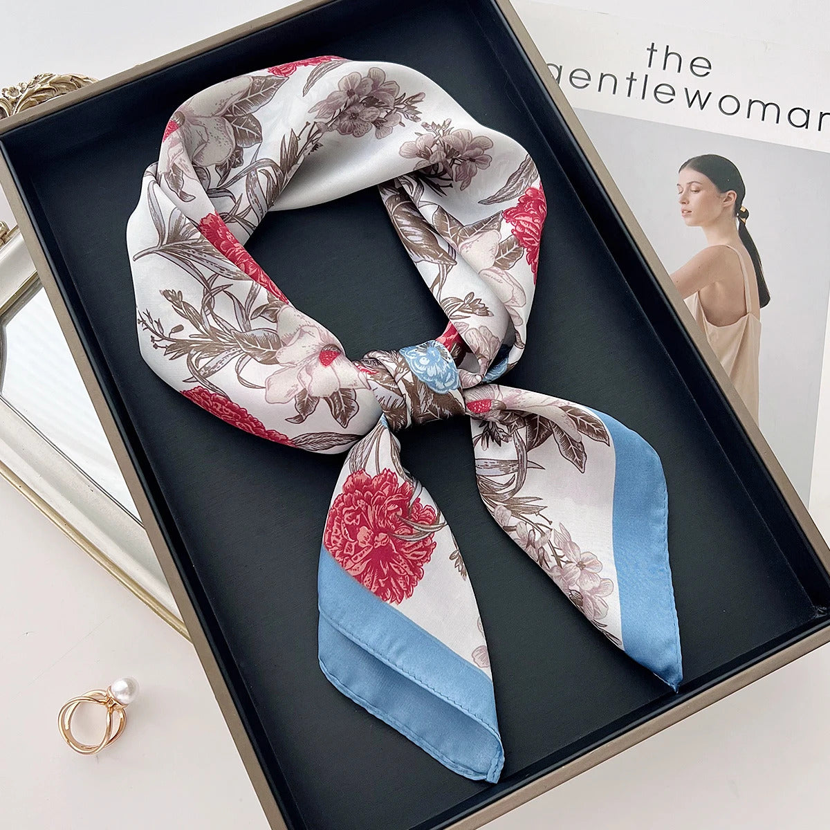 Luxury Design 70*70cm Horse Print Silk Square Scarf Women Soft Satin Hairband Neckerchief Office Hijab Headband Foulard Gift