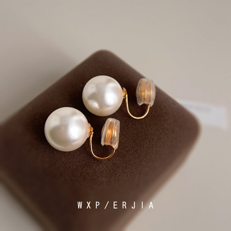 Pearl Mosquito-repellent Incense Plate Ear Clip Plated with 18K Gold High-grade Simple Painless Earrings