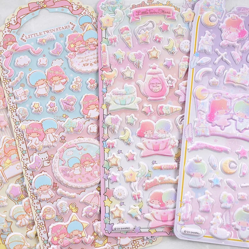 Sanrio Original Little Twin Star Children's Water Cup 3D Decorative Sticker Cartoons Phone Case Foam Sticker Ledger Stickers
