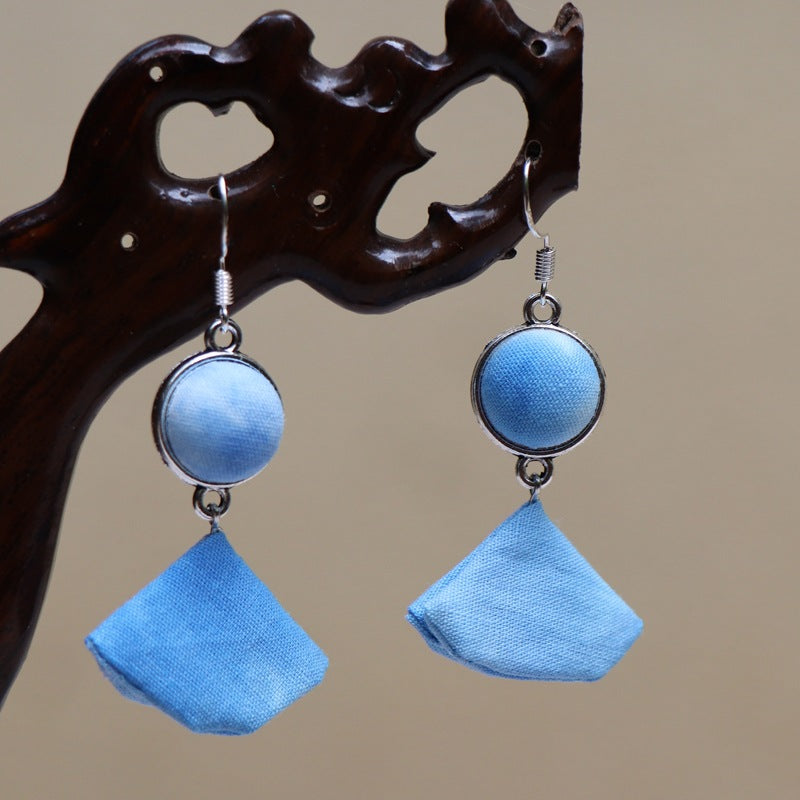 Ethnic style blue tie-dye earrings hand-woven tie-dye earrings travel companion gift